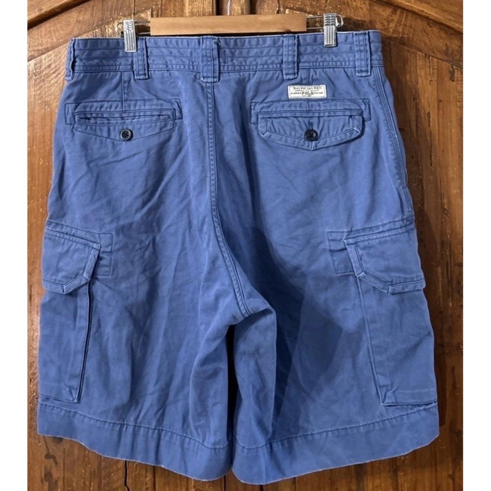 Mens Polo Ralph Lauren Cargo Shorts Chino Blue Sz 36 CLEAN